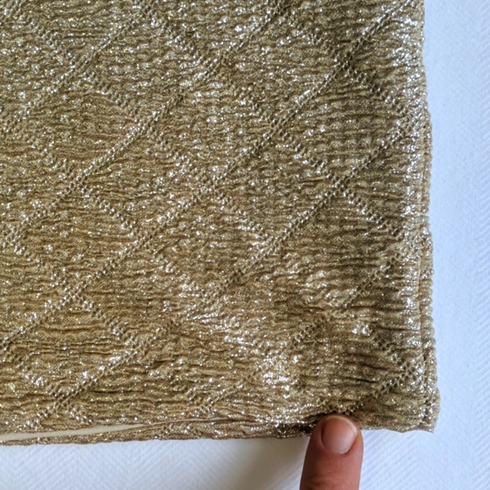 Miss Selfridge stretchy metallic cream & silver textured mini skirt US 8 GUC - Picture 12 of 12